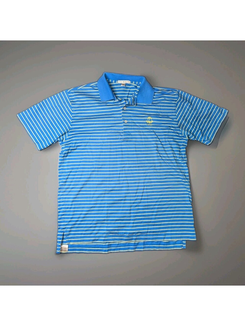Peter Millar Polo Blue Yellow Stripe Medium Linville Golf Club